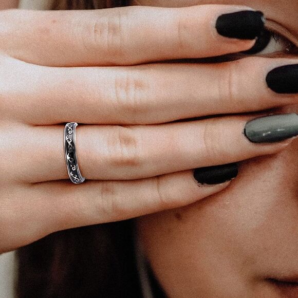 316L Stainless Silver Thin Ocean Wave Fidget Anxiety Stress Relieving Spin Ring - Picture 3 of 5